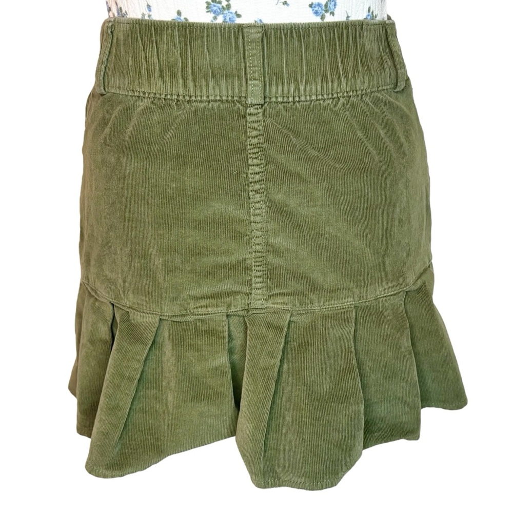 Hollister Olive Green Corduroy Ruffle High-Rise Mini Skirt-Size Small - Picture 4 of 9